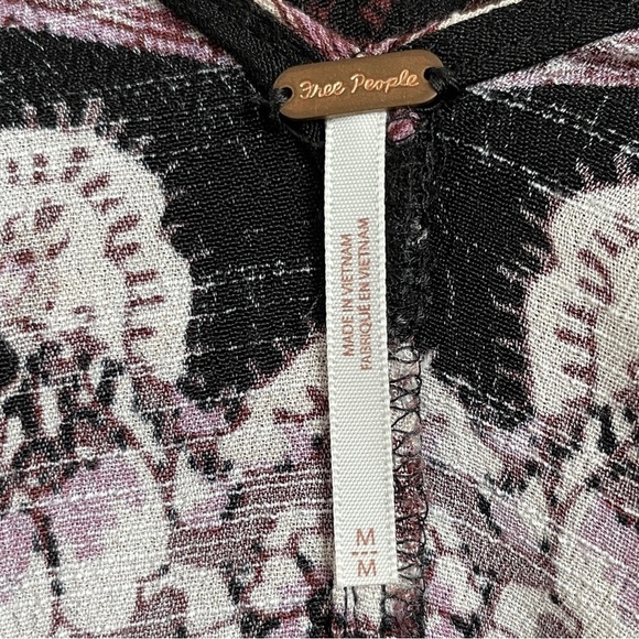 Free People Smooth Talker Tunic Dress Black Purple Crepe Women’s Size Medium M - Picture 4 of 9